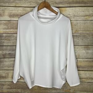 Issey Miyake size 2/M white funnel neck polyester batwing blouse